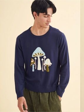 Earthbound Trading Co. Mushroom Graphic Sweater Size Large Unisex